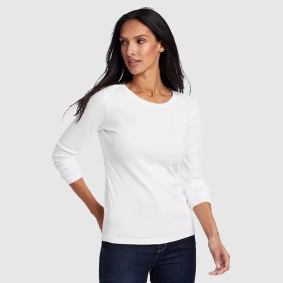 Eddie Bauer 2 Pack Favorite Long Sleeve Crewneck Tees Black White Size L TALL - Picture 8 of 13